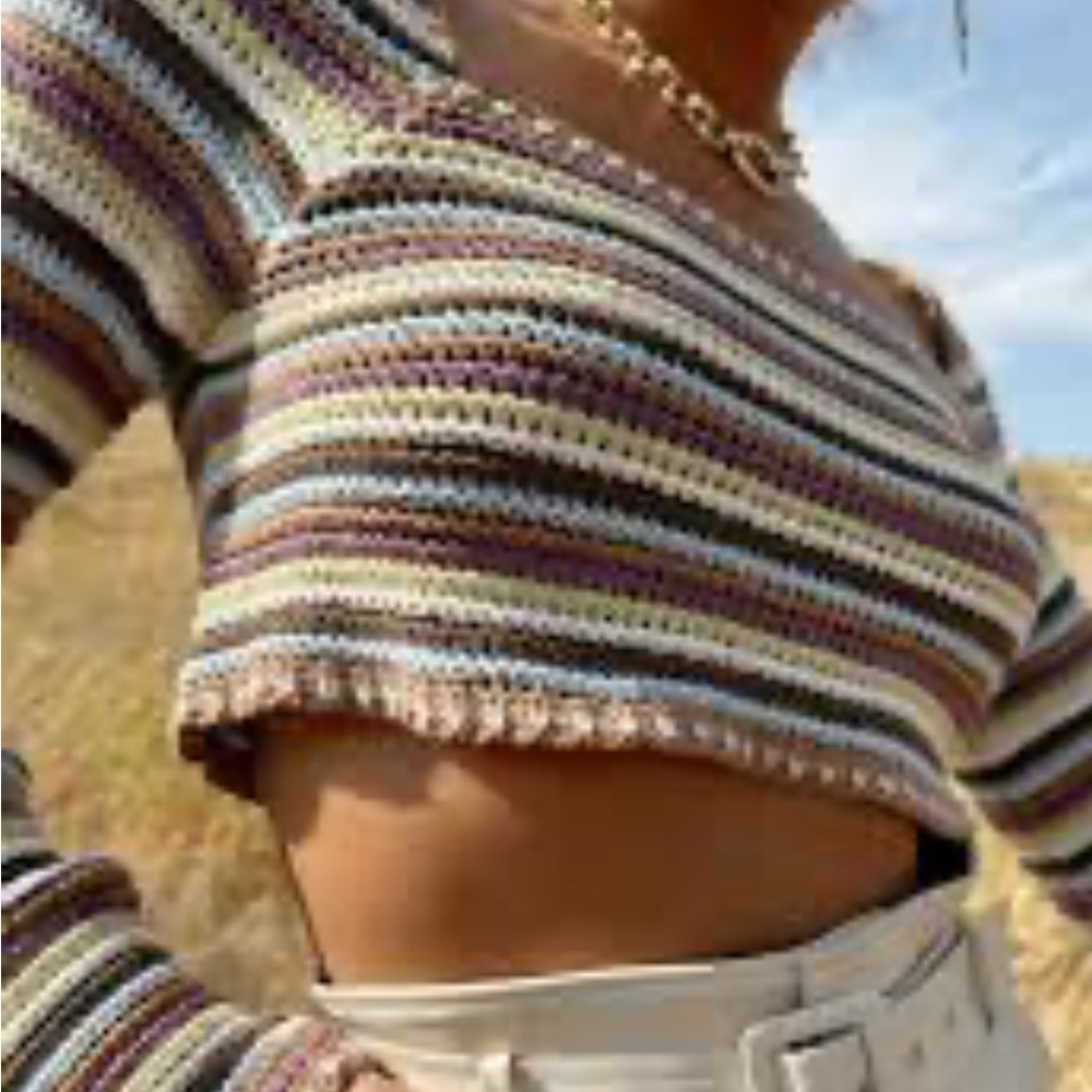 ALTAR’D STATE MULTICOLOR CROCHET KNIT TOP SIZE: S